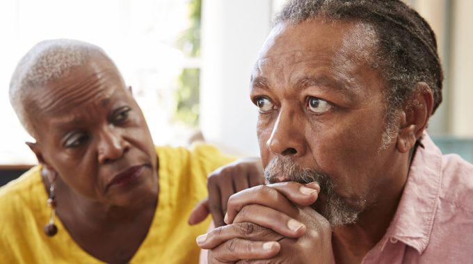 Hospice Disenrollment For People With Dementia. Elderly Couple Concerned.
